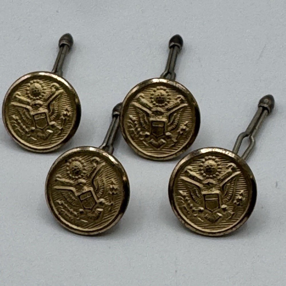 Vintage US Eagle Uniform Stud Buttons Gold Tone Military Jacket Shirt Set 4